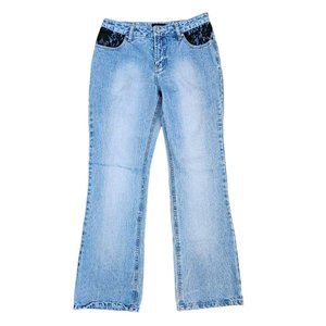 Vintage 90s Womens Size 4 Straight Leg Jeans Black Lace Accents Retro‎ Cotton